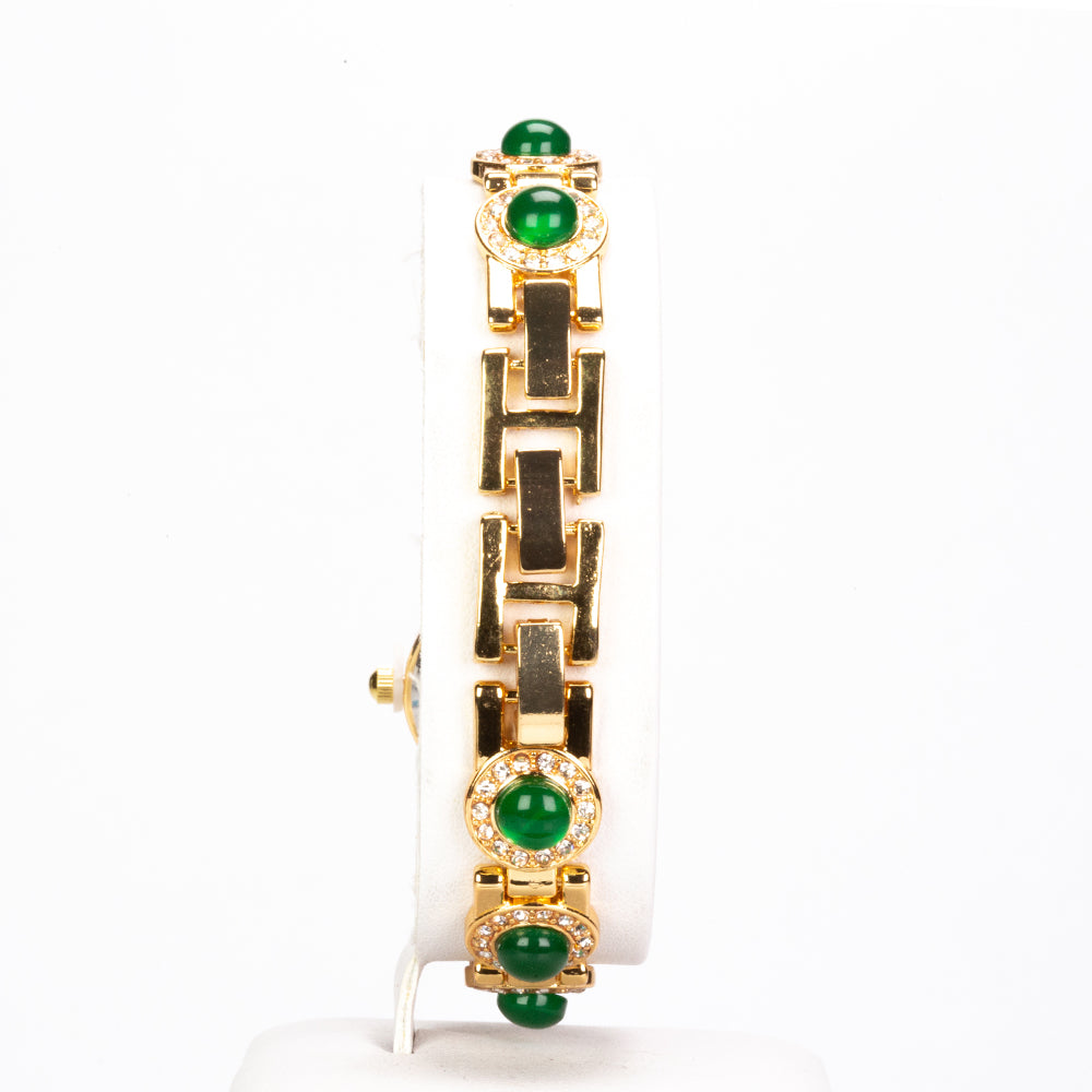 Conjunto de Aleación Bañado en Oro con Jadeíta verde del Río Marsden y Cristal Emporia® Blanco ( Pulsera )