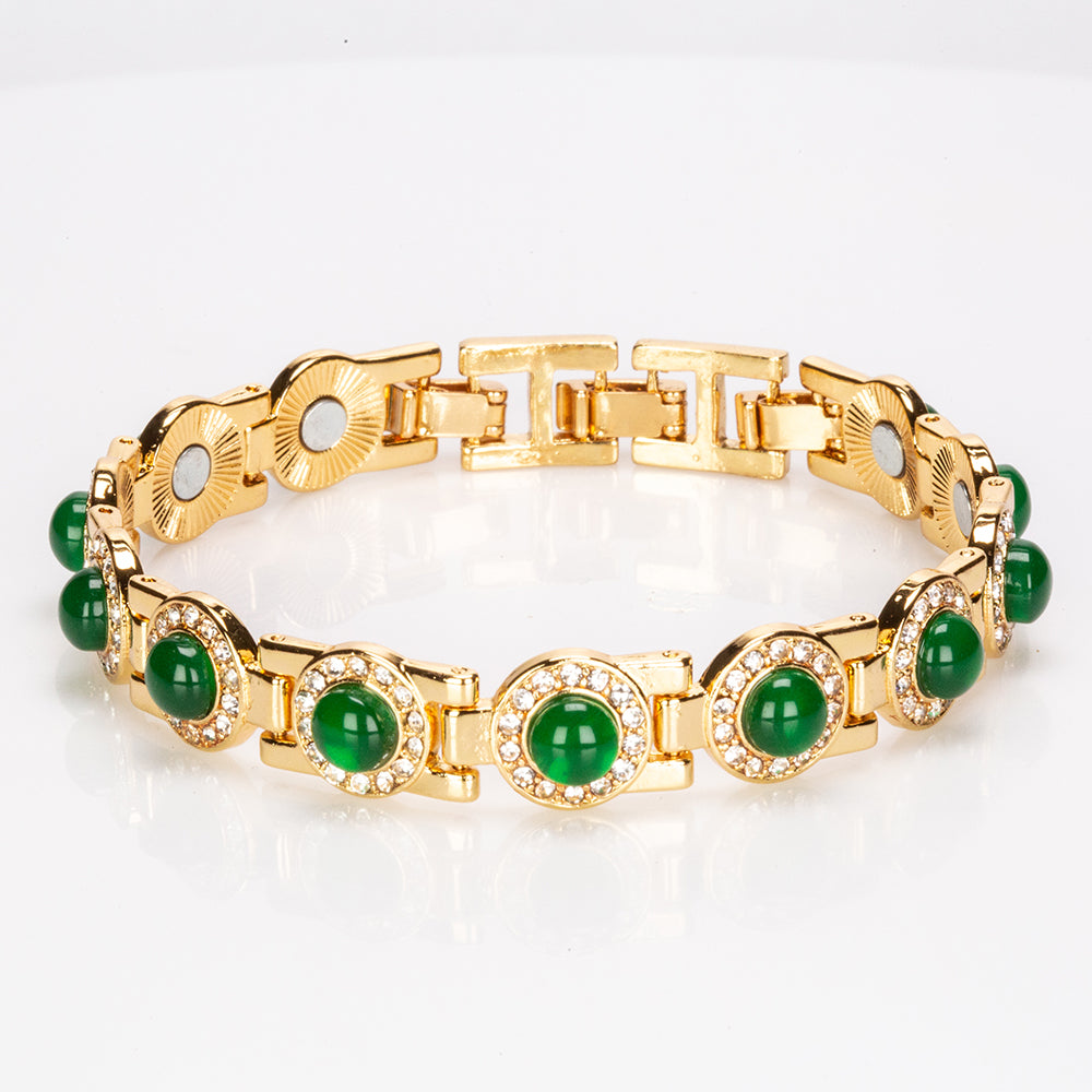 Conjunto de Aleación Bañado en Oro con Jadeíta verde del Río Marsden y Cristal Emporia® Blanco ( Pulsera ) 6 