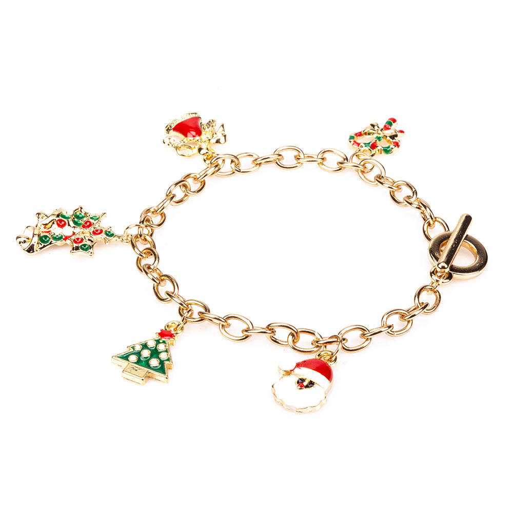 Pulsera de Aleación Bañado en Oro con Cristal Emporia® Rojo y Cristal Emporia® Blanco 1 