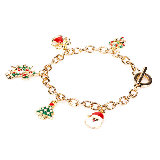 Pulsera de Aleación Bañado en Oro con Cristal Emporia® Rojo y Cristal Emporia® Blanco