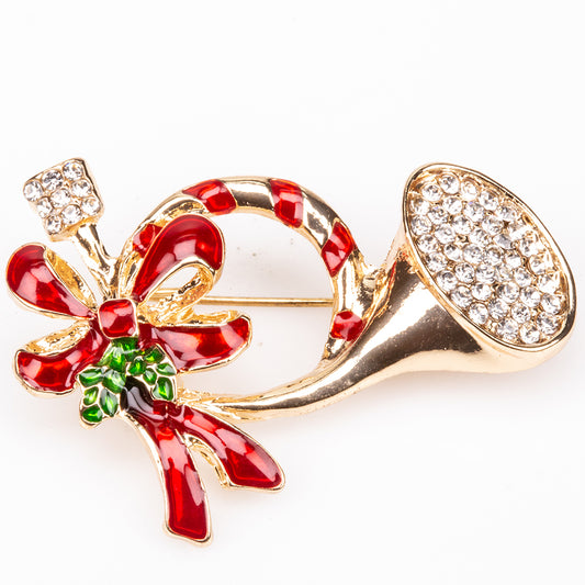 Broche de Aleación Bañado en Oro con Cristal Emporia® Rojo y Cristal Emporia® Blanco