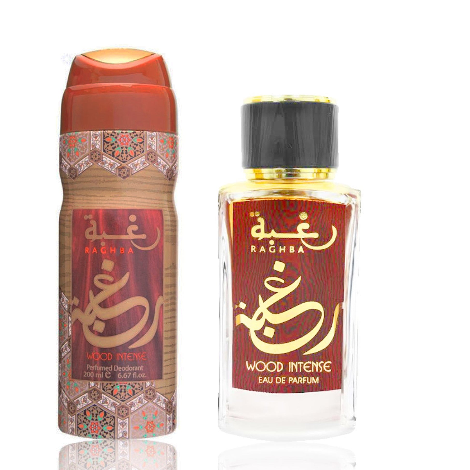 100 ml Eau de Perfume Raghba Wood Intense + 200 ml Deo Gift Set Intense Dulce Fragancia Oriental para Hombres 2 