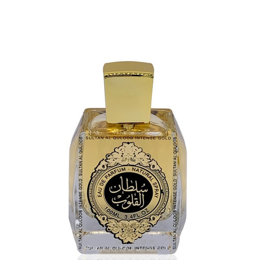 100 ml Eau de Perfume Sultan Al Quloob Intense Gold Fragancia Picante,Leñoso para Hombres y Mujeres