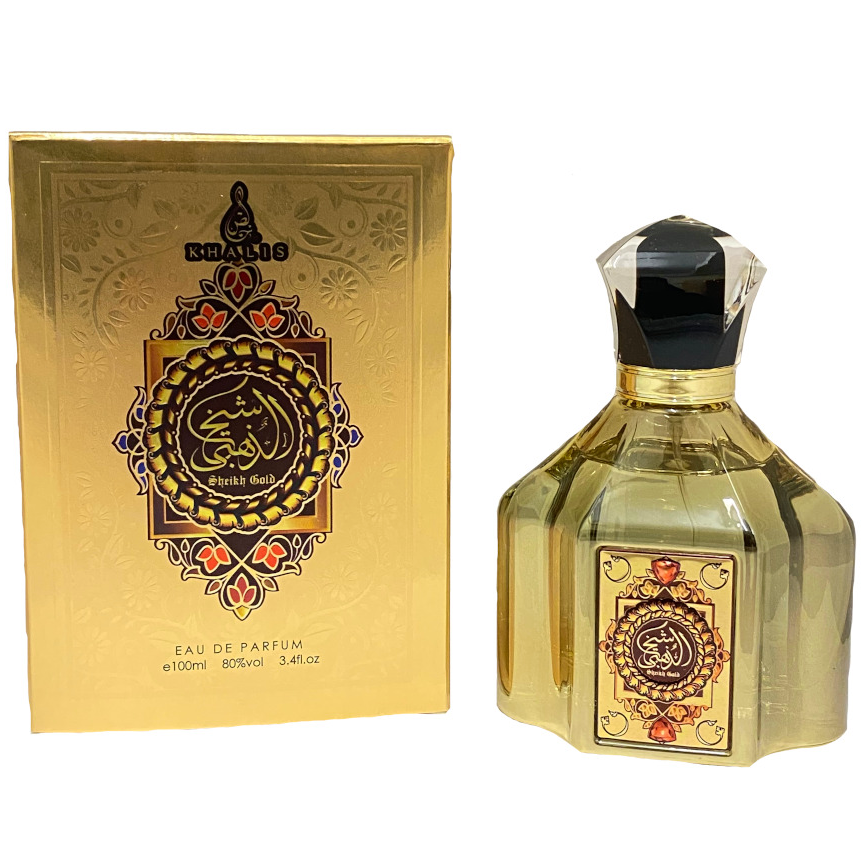 100 ml Eau de Perfume Sheikh Gold Oriental Fragancia picante de vainilla y sandalia para hombre