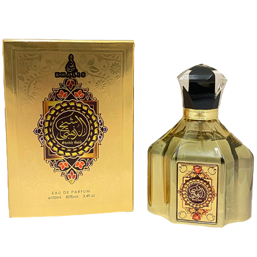 100 ml Eau de Perfume Sheikh Gold Oriental Fragancia picante de vainilla y sandalia para hombre 1 