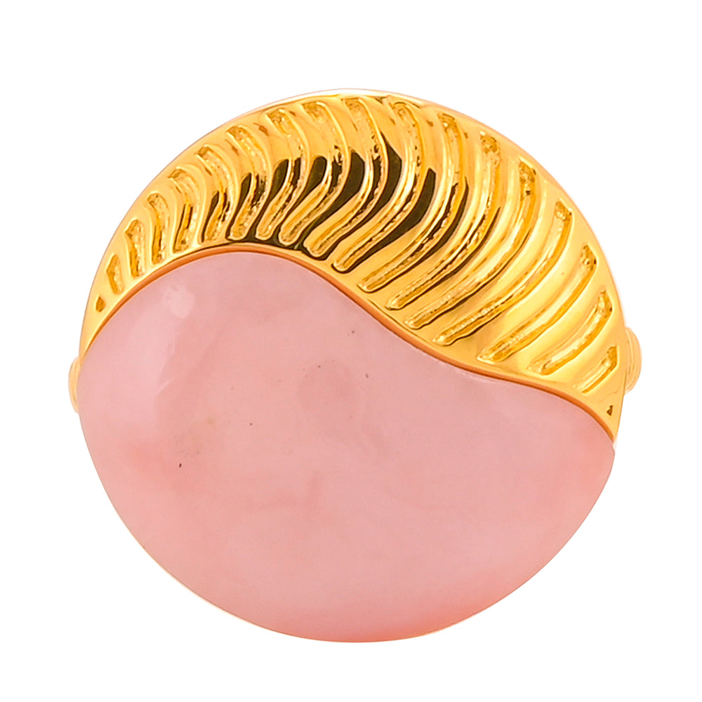 Anillo de Plata Bañada en Oro con Ópalo rosa