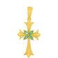 Cruz Colgante de Plata Bañada en Oro con Esmeralda de Brasil