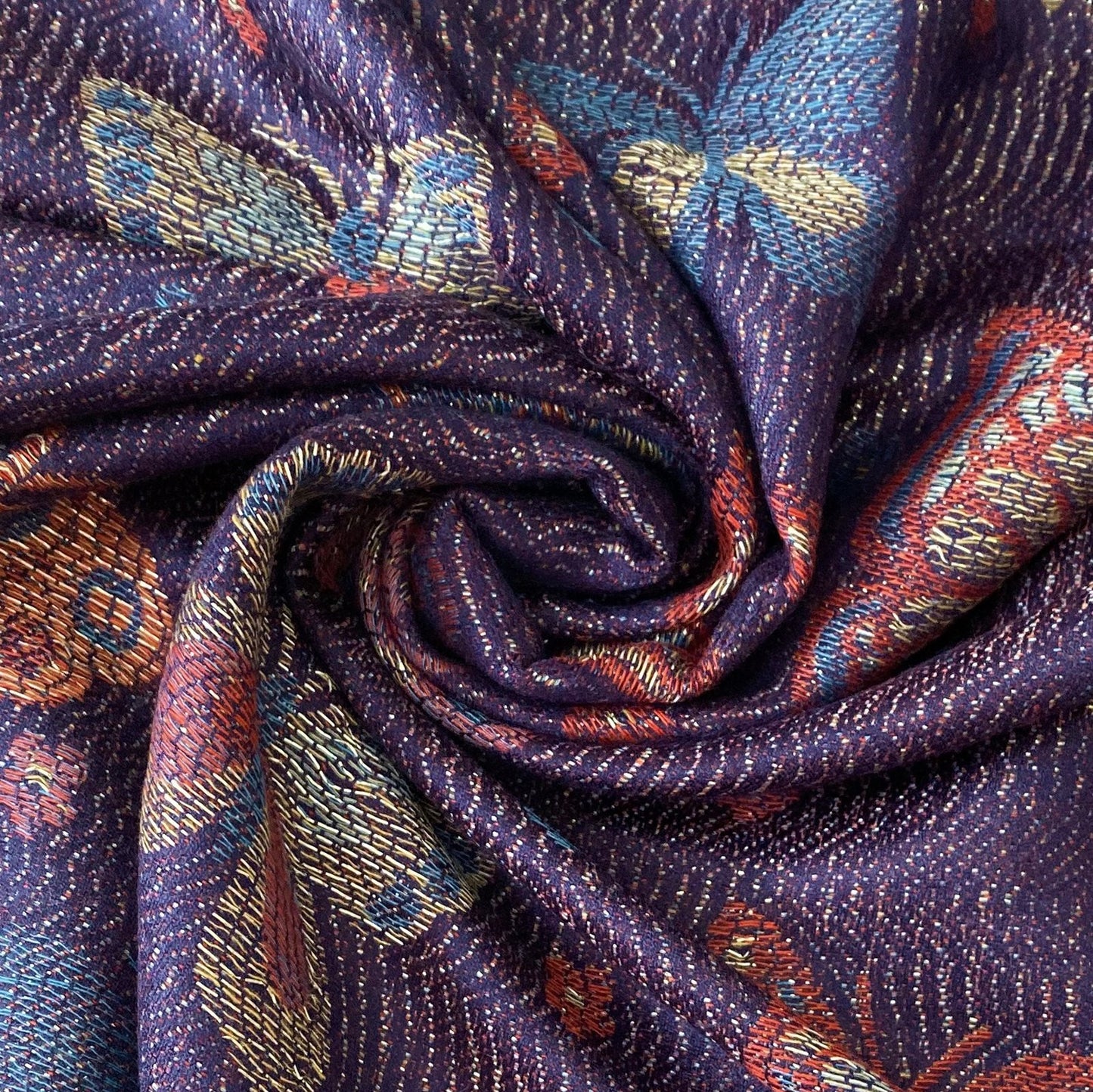 Bufanda de cachemira 100% pashmina auténtica, 70 cm x 170 cm, estampado de mariposas azul marino brillante