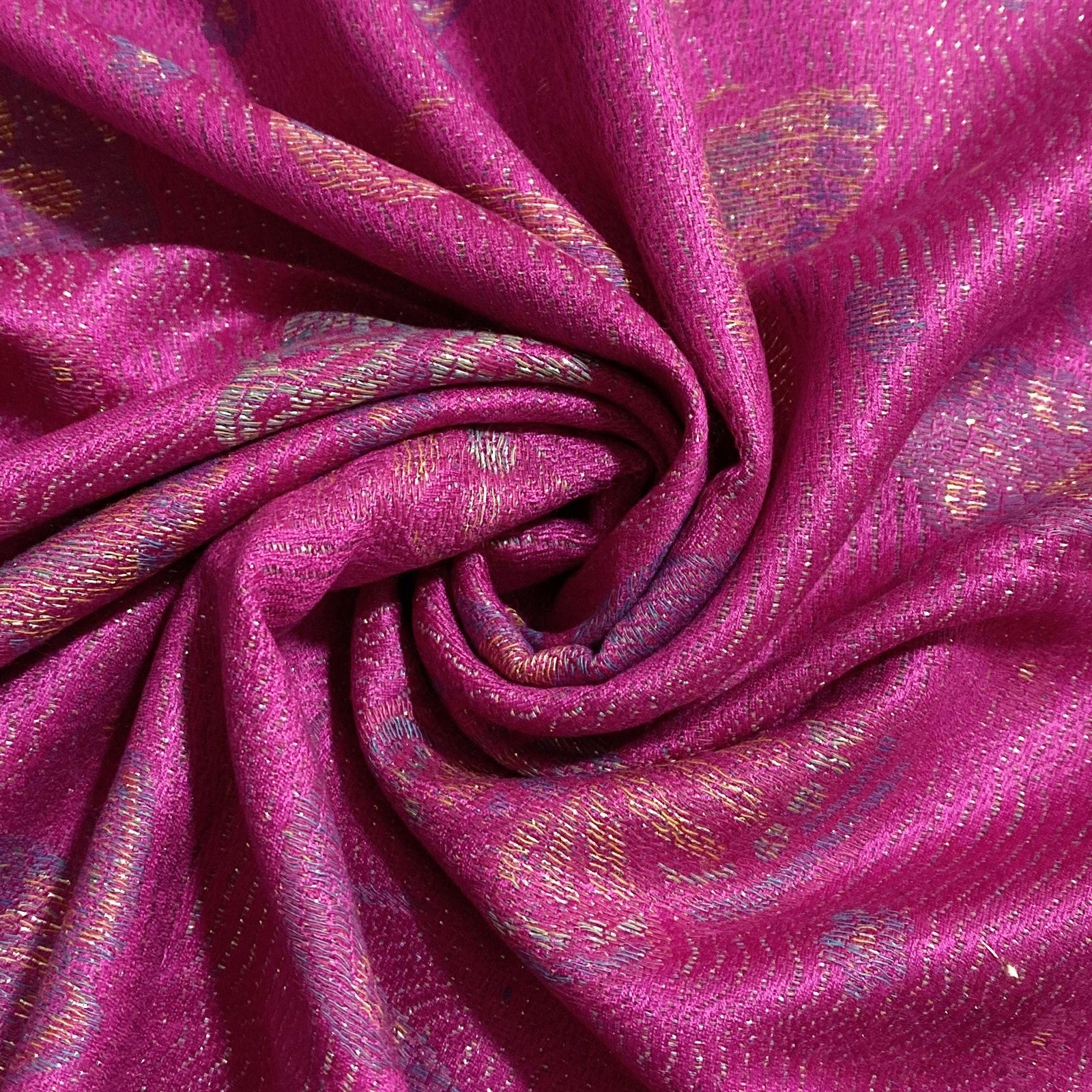 Bufanda de cachemira 100% pashmina auténtica, 70 cm x 170 cm, estampado de mariposas rosa fucsia brillante 3 