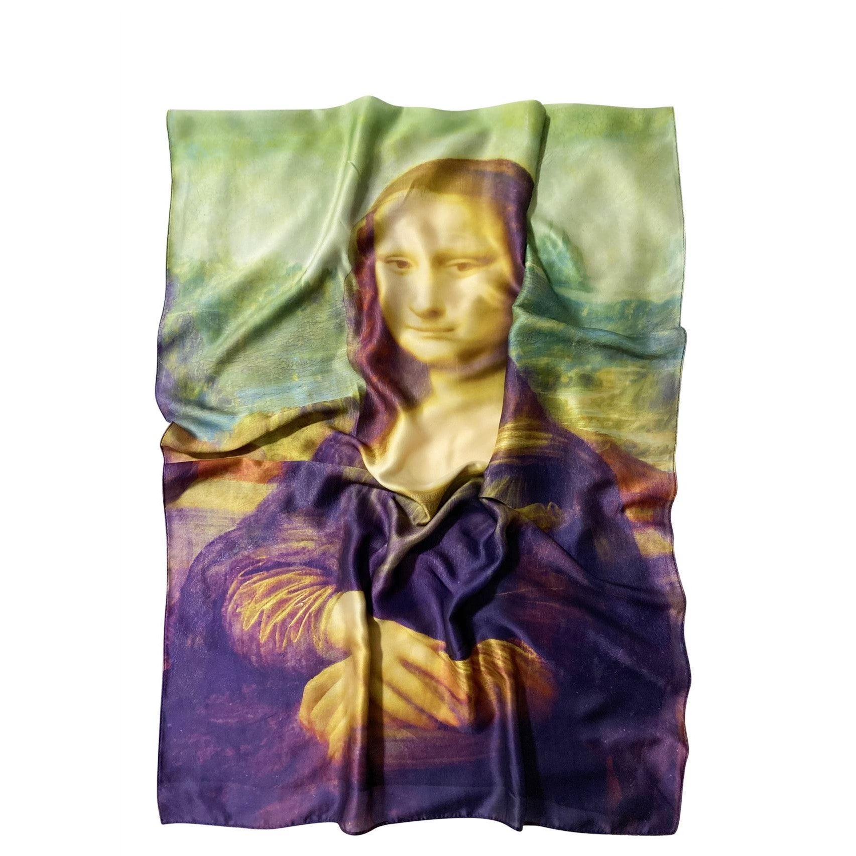 Pañuelo de seda, 70 cm x 180 cm, Leonardo Da Vinci - Mona Lisa 3 