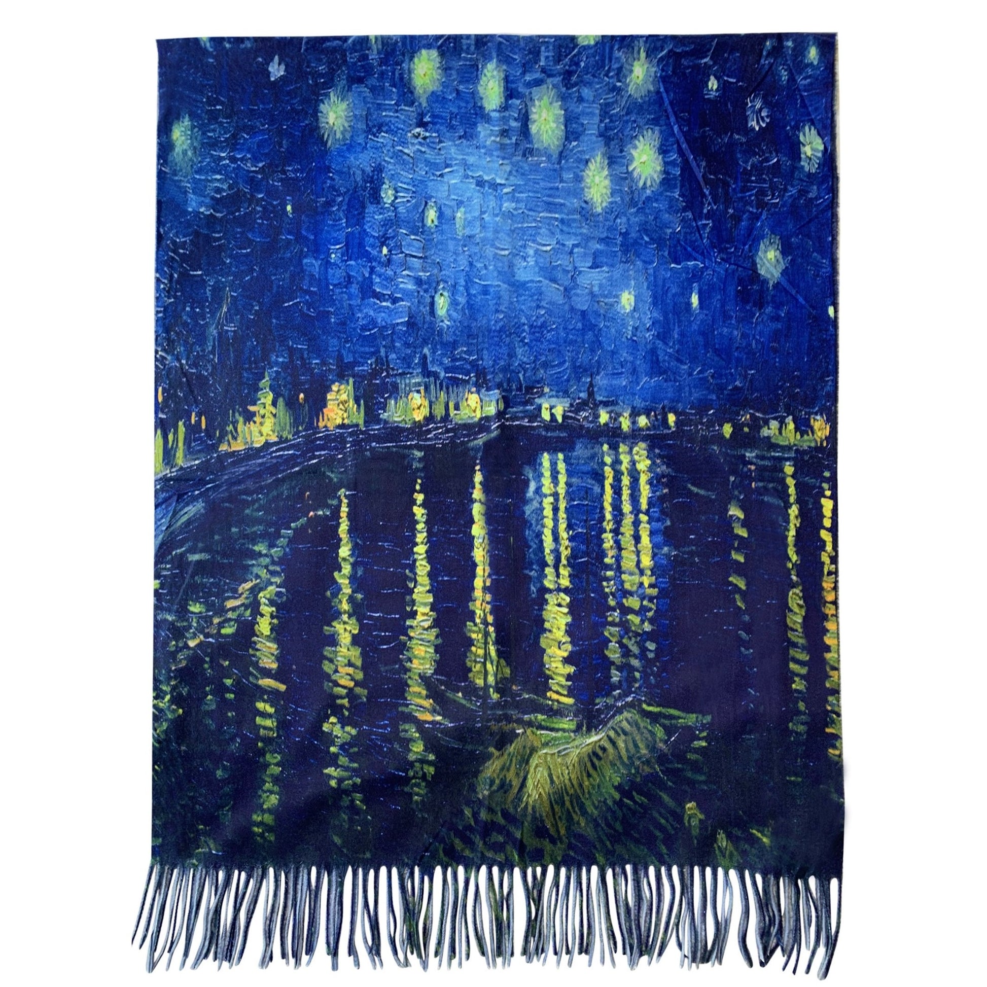 Bufanda de lana, 70 cm x 180 cm, Van Gogh - Starry Over The Rhone 5 