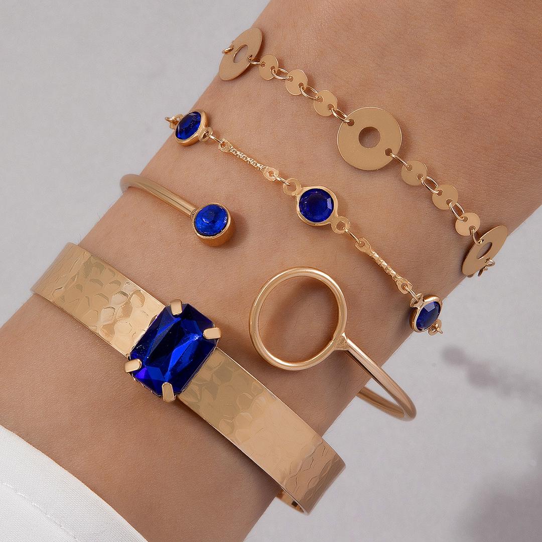 Conjunto de Aleación Bañado en Oro con Cristal Emporia® Azul ( Pulsera )