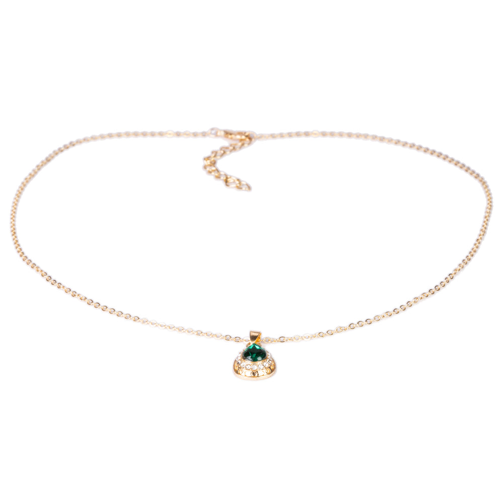 Conjunto de Aleación Bañado en Oro con Cristal Emporia® Verde ( Collar +Pendientes +Pulsera +Anillo +Colgante )