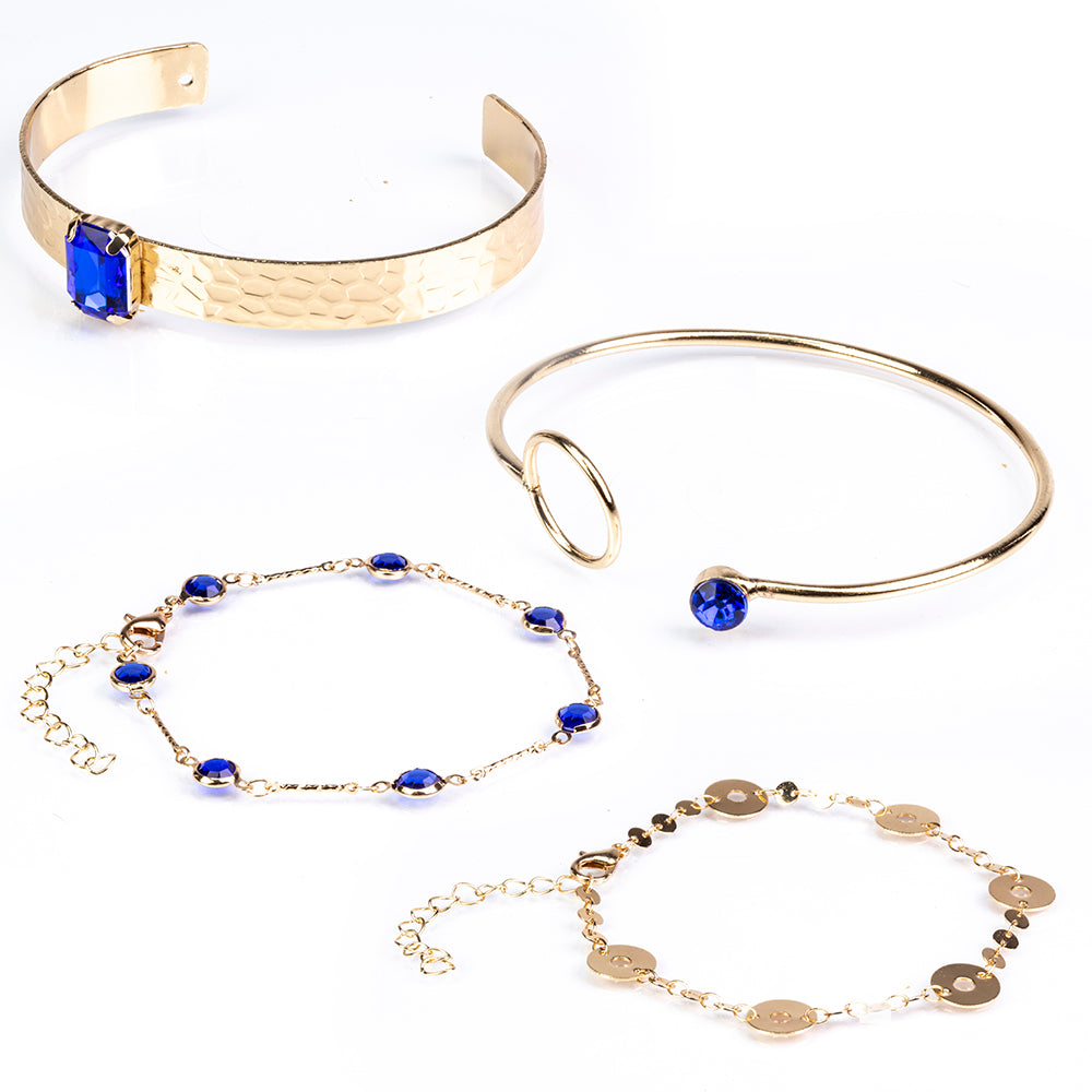 Conjunto de Aleación Bañado en Oro con Cristal Emporia® Azul ( Pulsera ) 2 