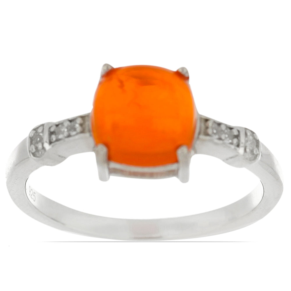 Anillo de Plata con Ópalo Naranja de Lega Dembi y Topacio Blanco 5 