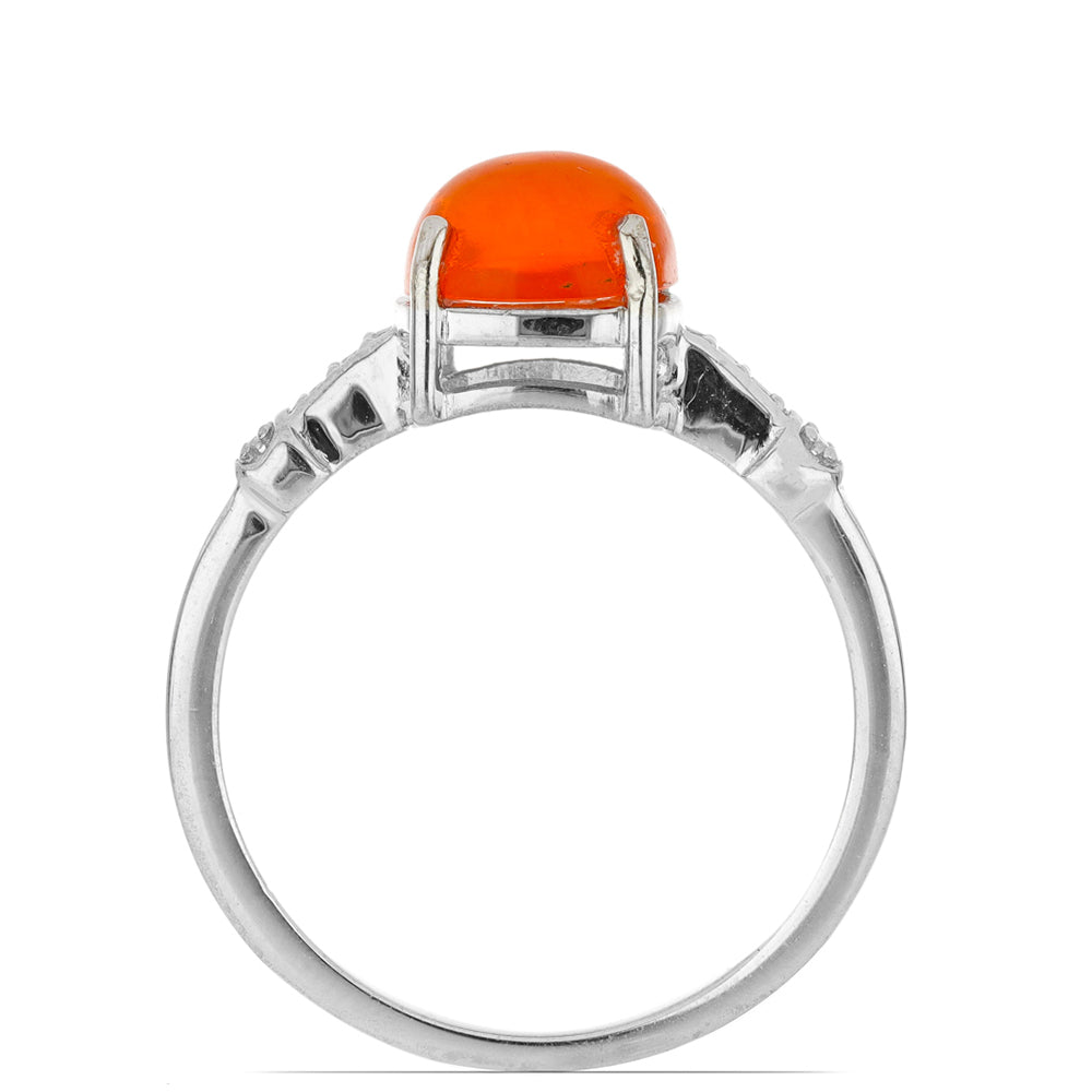 Anillo de Plata con Ópalo Naranja de Lega Dembi y Topacio Blanco 4 