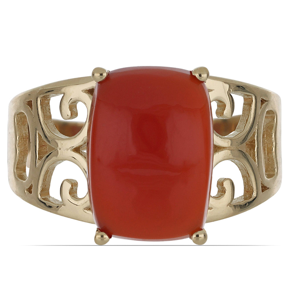 Anillo de Plata Bañada en Oro con Cuarzo Rojo de Spruce Pine 2 