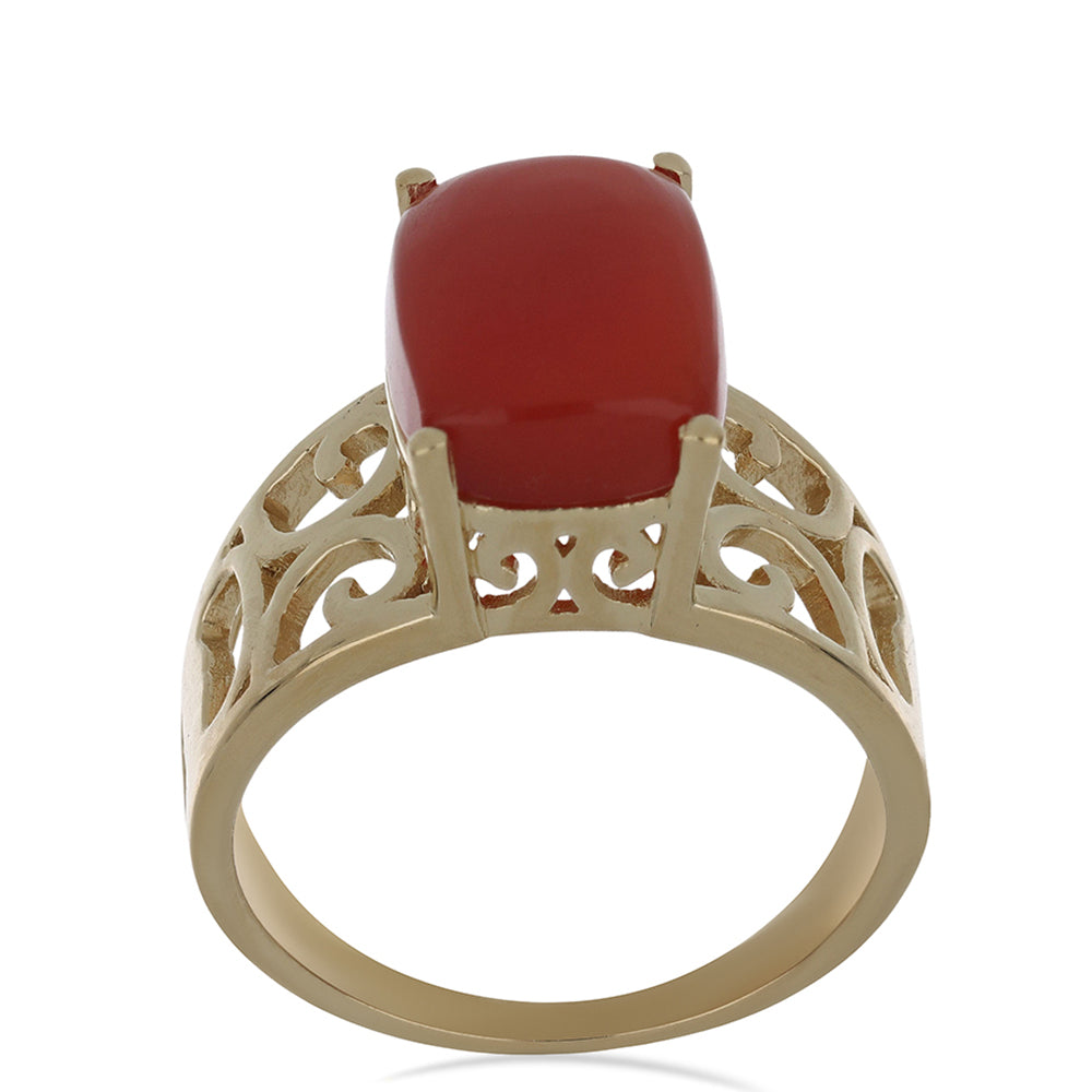 Anillo de Plata Bañada en Oro con Cuarzo Rojo de Spruce Pine 1 