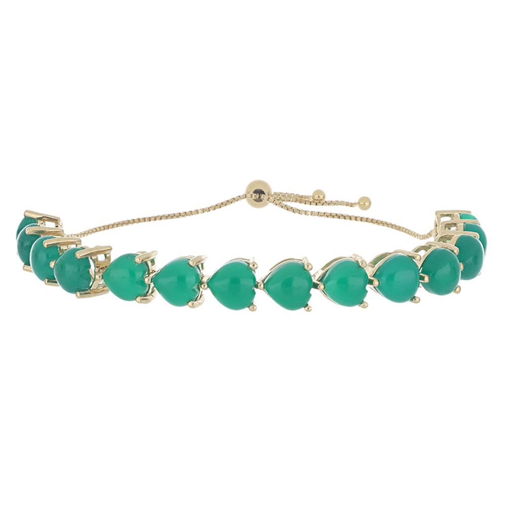 Pulsera de Plata Bañada en Oro con Ágata verde de Spruce Pine