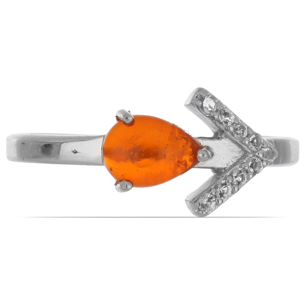 Anillo de Plata con Ópalo Naranja de Lega Dembi y Topacio Blanco 2 