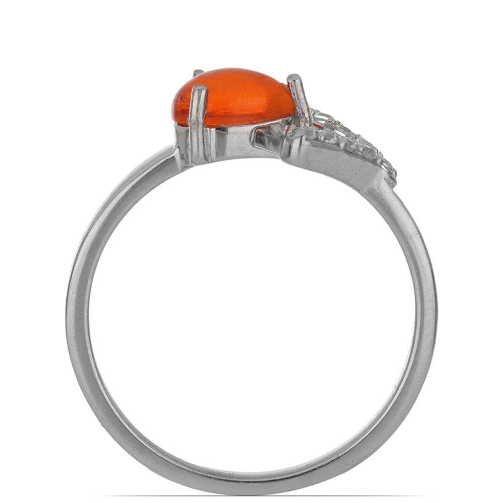 Anillo de Plata con Ópalo Naranja de Lega Dembi y Topacio Blanco 4 