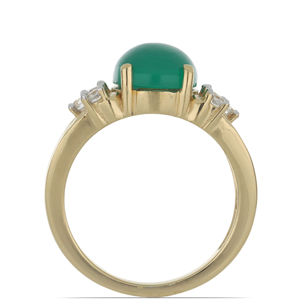 Anillo de Plata Bañada en Oro con Ágata verde de Spruce Pine y Topacio Blanco