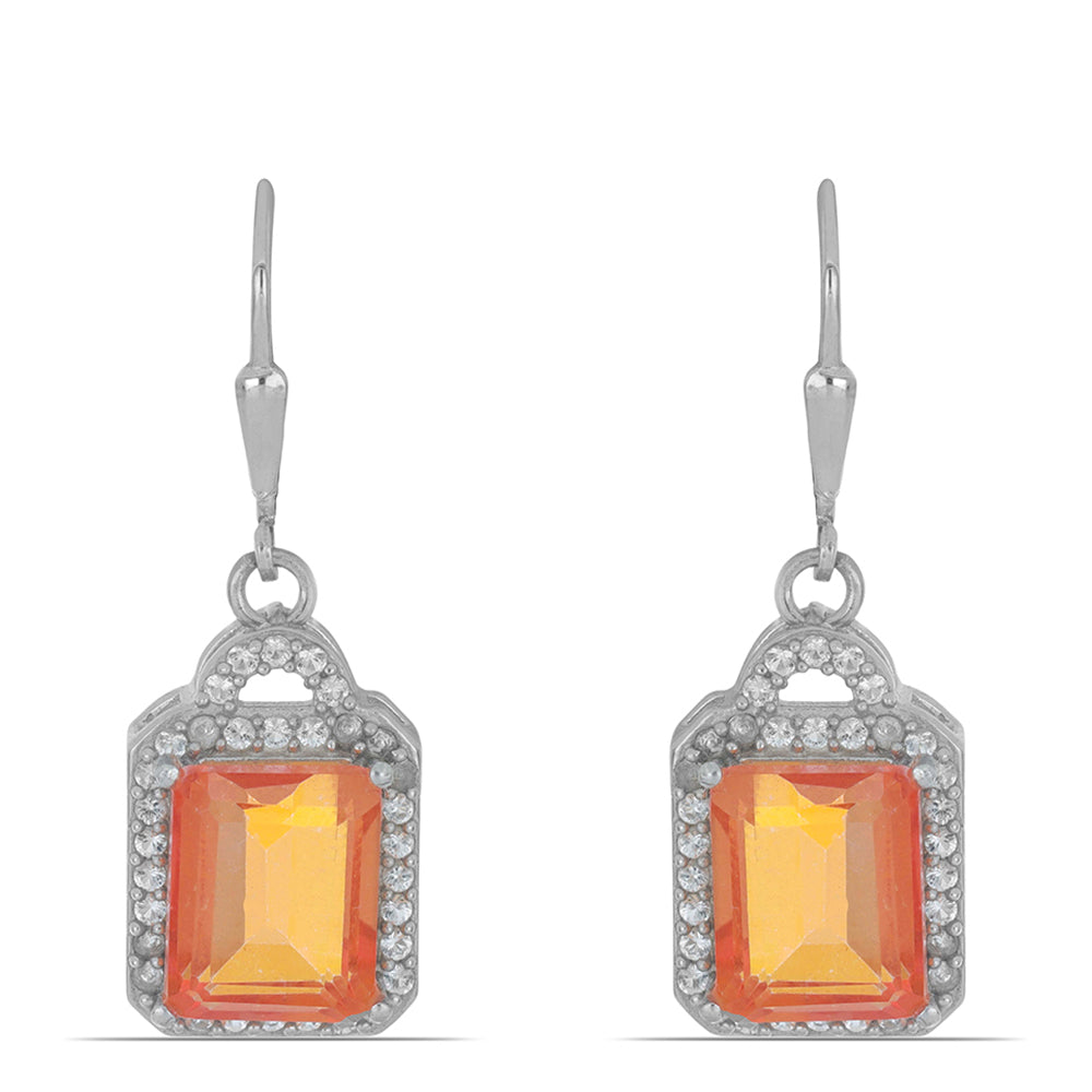 Pendientes de Plata con Cuarzo Padparadscha y Topacio Blanco 1 