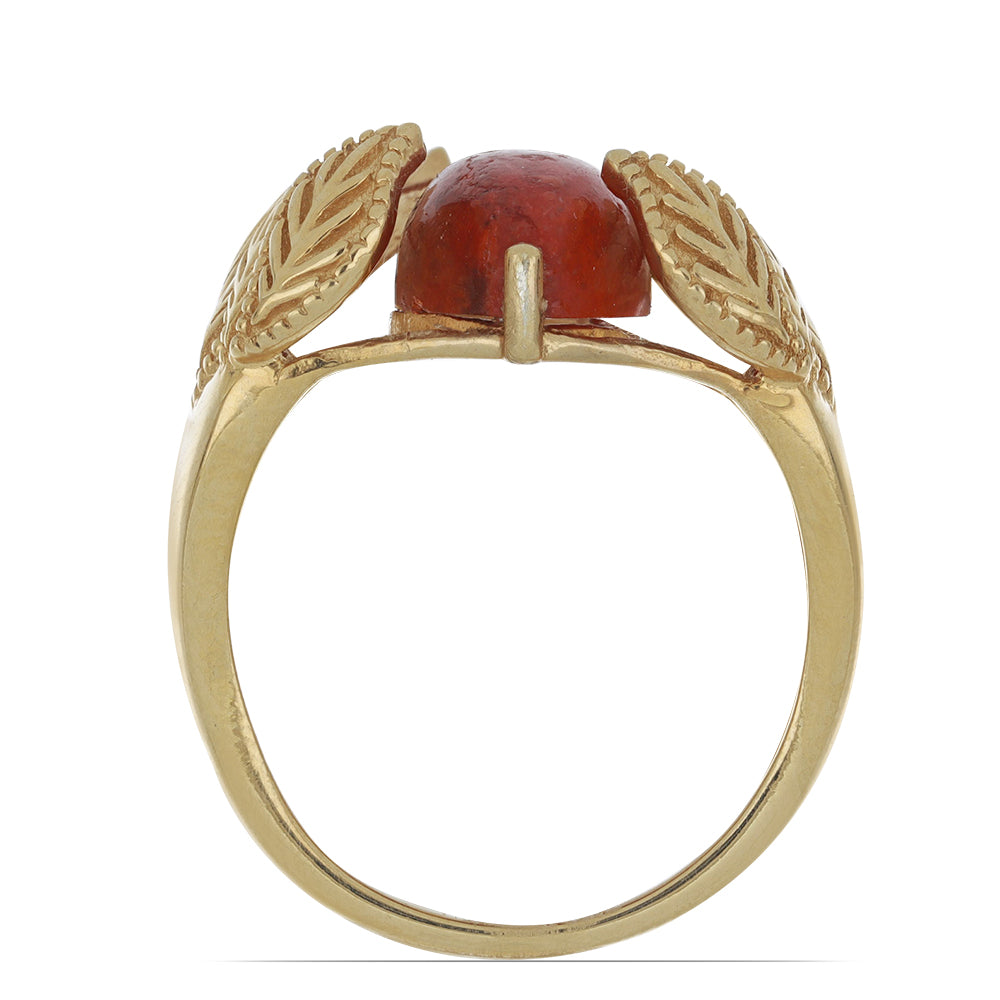 Anillo de Plata Bañada en Oro con Coral de Esponja Roja 3 