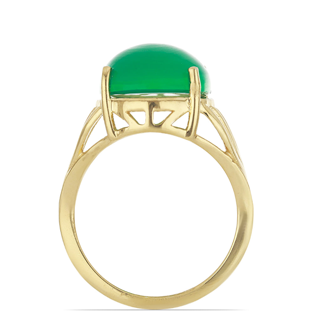 Anillo de Plata Bañada en Oro con Ágata Verde 2 