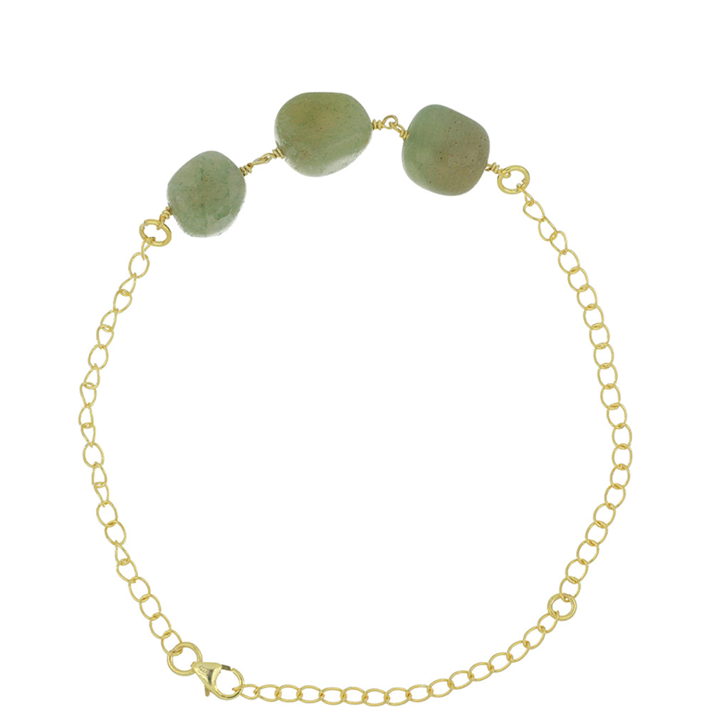 Pulsera de Plata Bañada en Oro con Anenturina Verde 1 