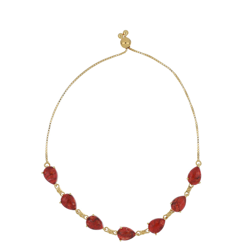 Pulsera de Plata Bañada en Oro con Coral de Esponja Roja