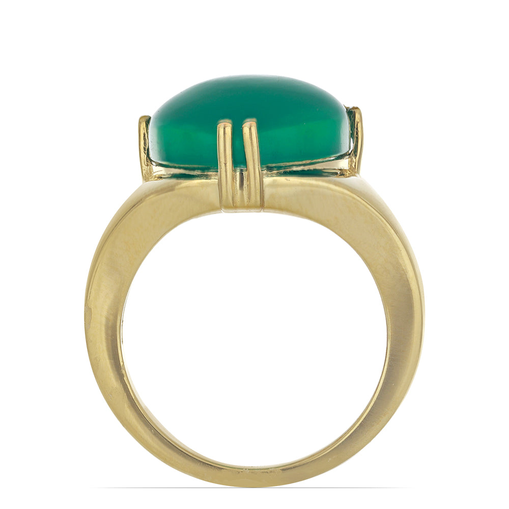 Anillo de Plata Bañada en Oro con Ágata Verde 2 