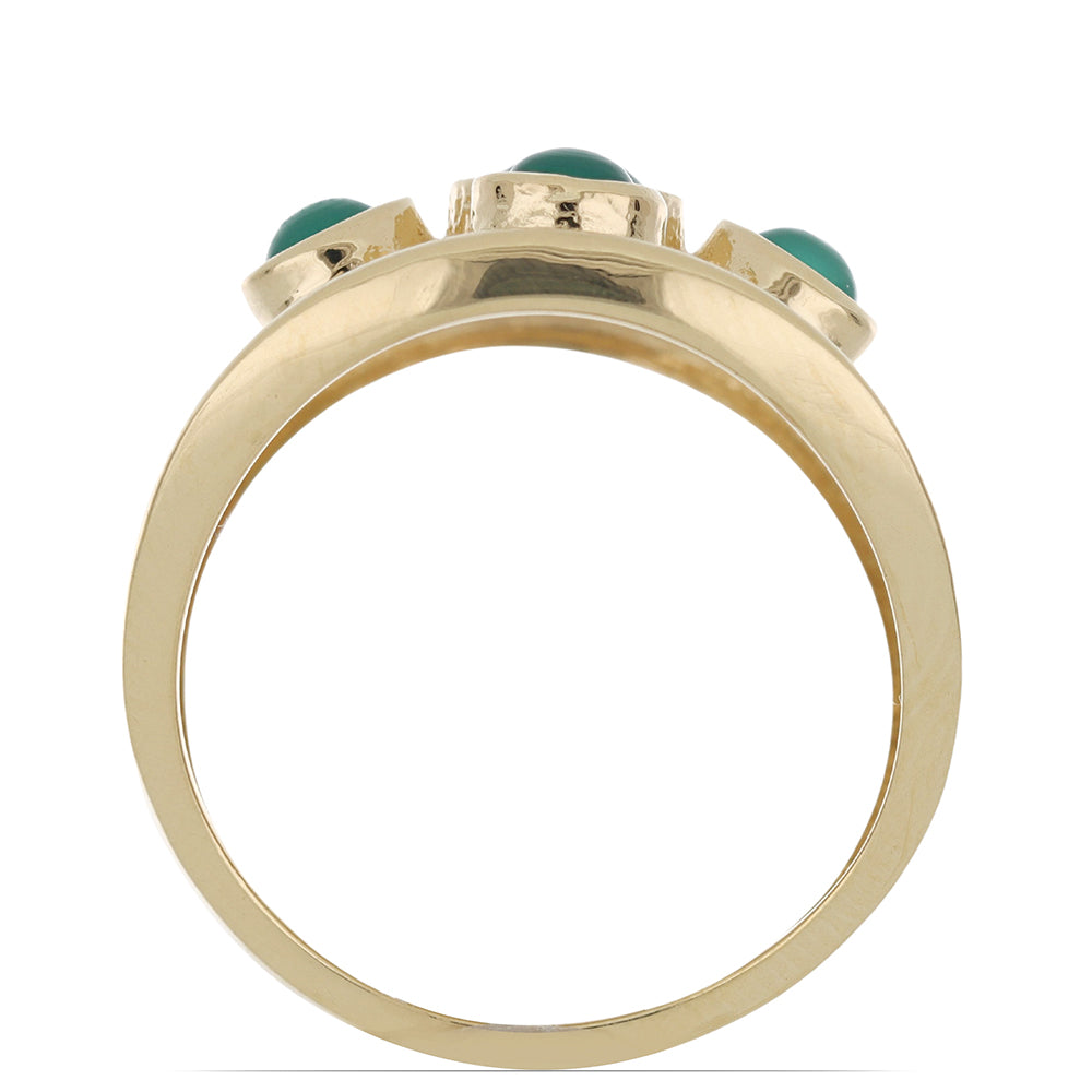 Anillo de Plata Bañada en Oro con Ágata Verde