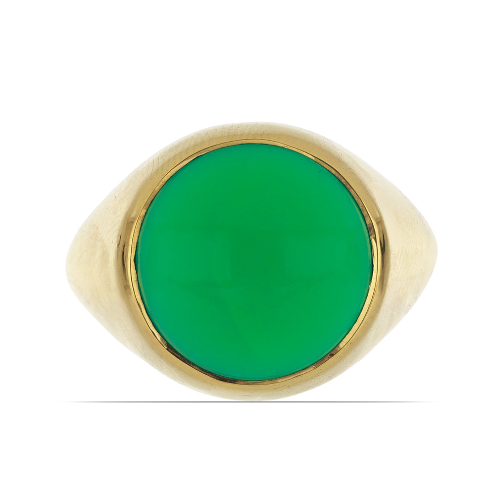 Anillo de Plata Bañada en Oro con Ágata Verde