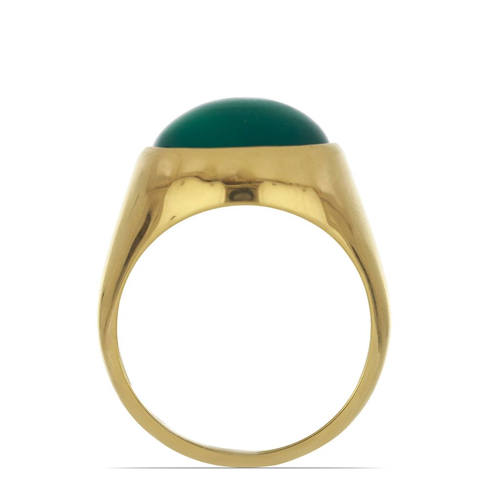 Anillo de Plata Bañada en Oro con Ágata Verde