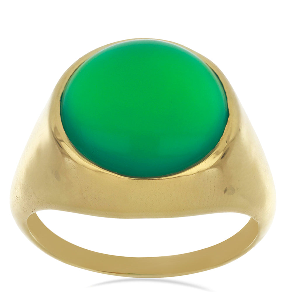 Anillo de Plata Bañada en Oro con Ágata Verde 3 