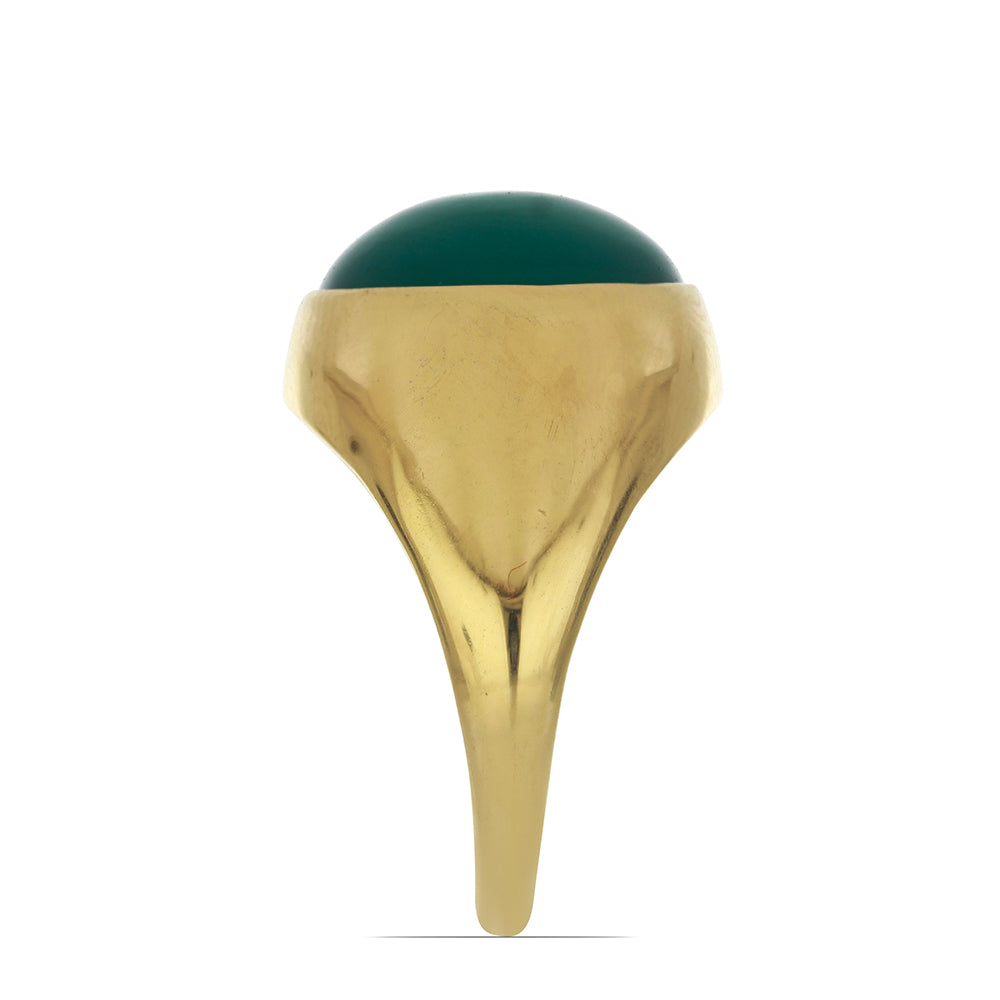 Anillo de Plata Bañada en Oro con Ágata Verde