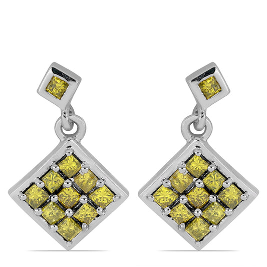 Pendientes de Plata con Diamante Amarillo