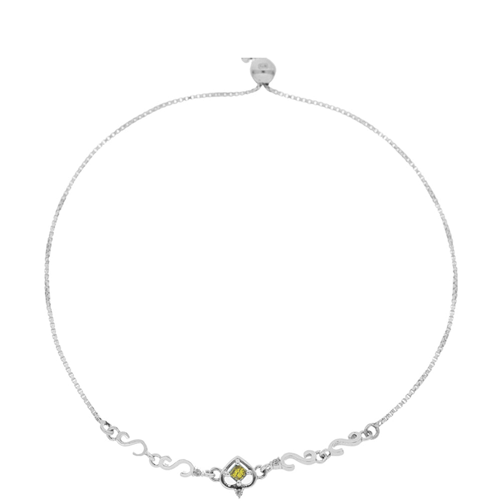 Pulsera de Plata con Diamante Amarillo y Zircón Blanco 1 