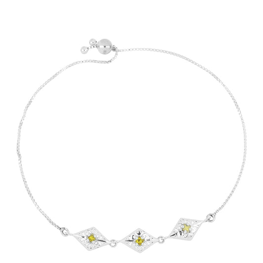 Pulsera de Plata con Diamante Amarillo