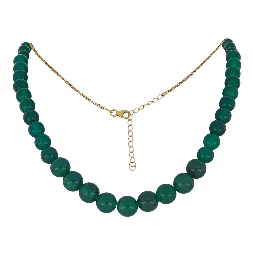 Collar de Plata Bañada en Oro con Ágata Verde