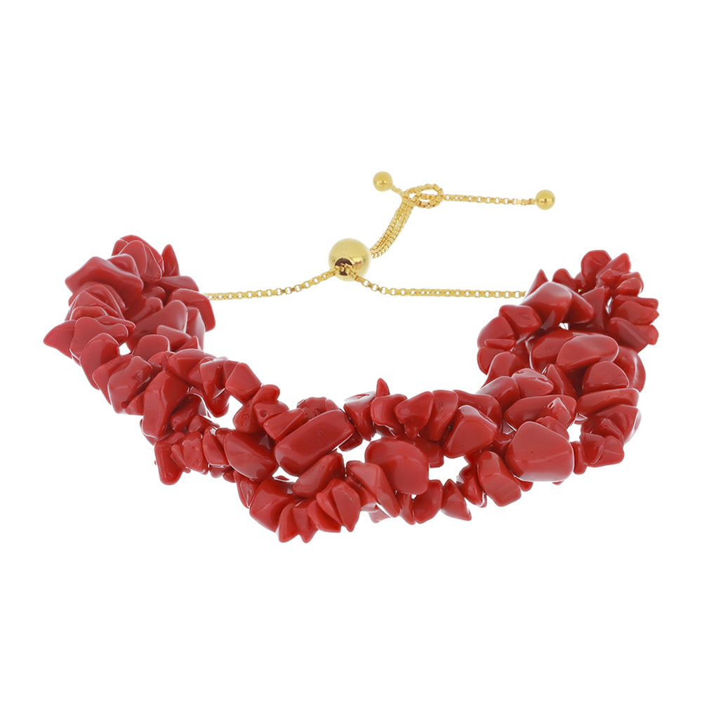 Pulsera de Plata Bañada en Oro con Coral de Esponja Roja 1 