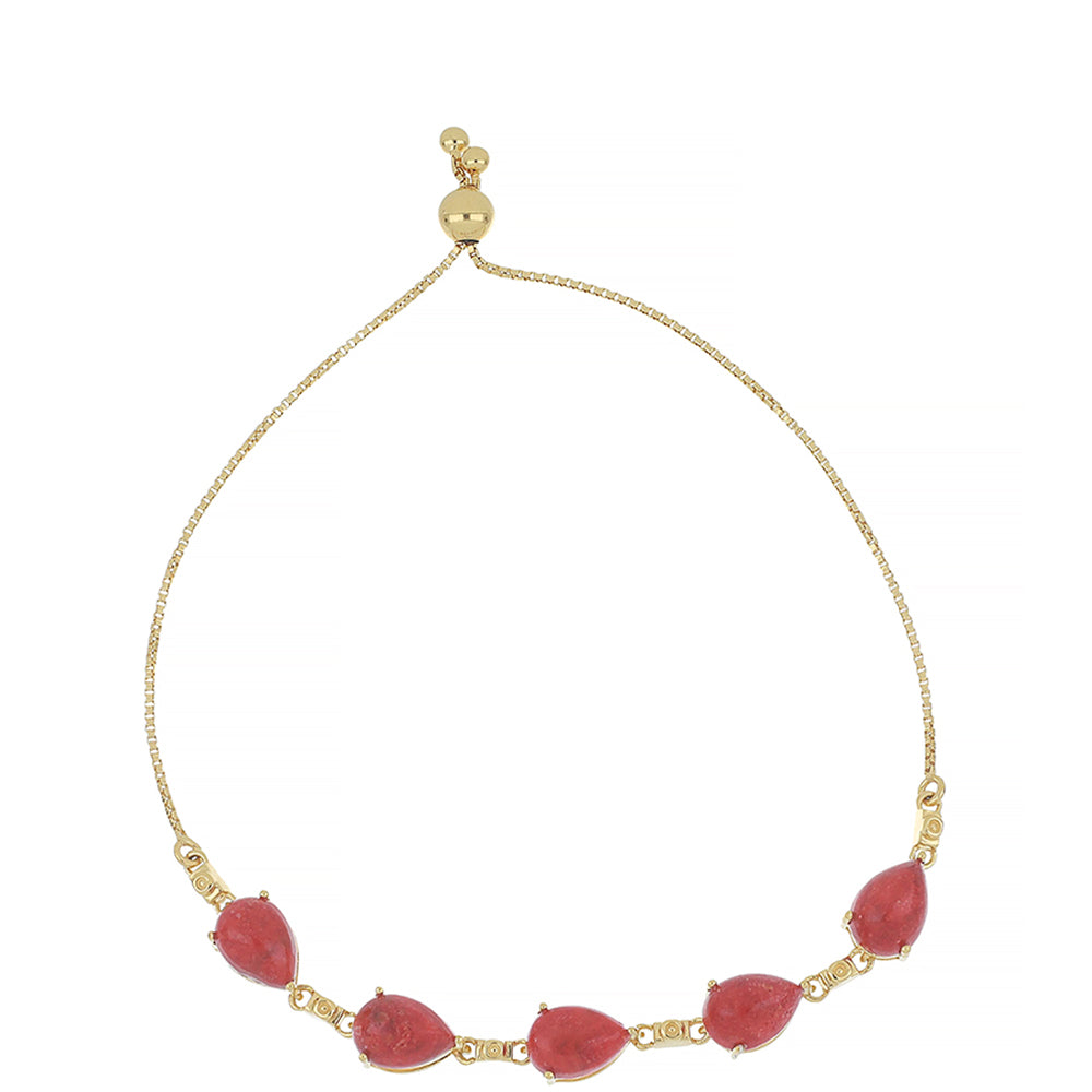 Pulsera de Plata Bañada en Oro con Coral de Esponja Roja 1 