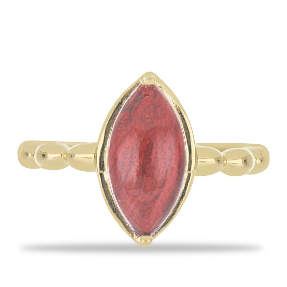 Anillo de Plata Bañada en Oro con Jaspe rojo