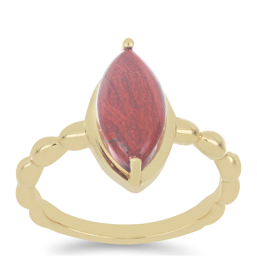 Anillo de Plata Bañada en Oro con Jaspe rojo