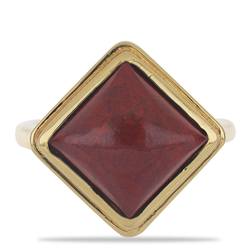 Anillo de Plata Bañada en Oro con Jaspe rojo