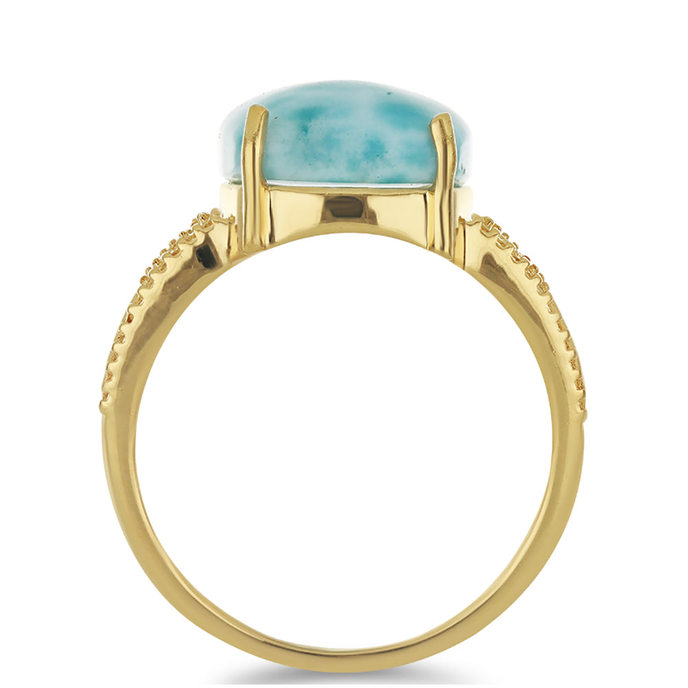 Anillo de Plata Bañada en Oro con Larimar 2 