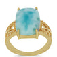 Anillo de Plata Bañada en Oro con Larimar