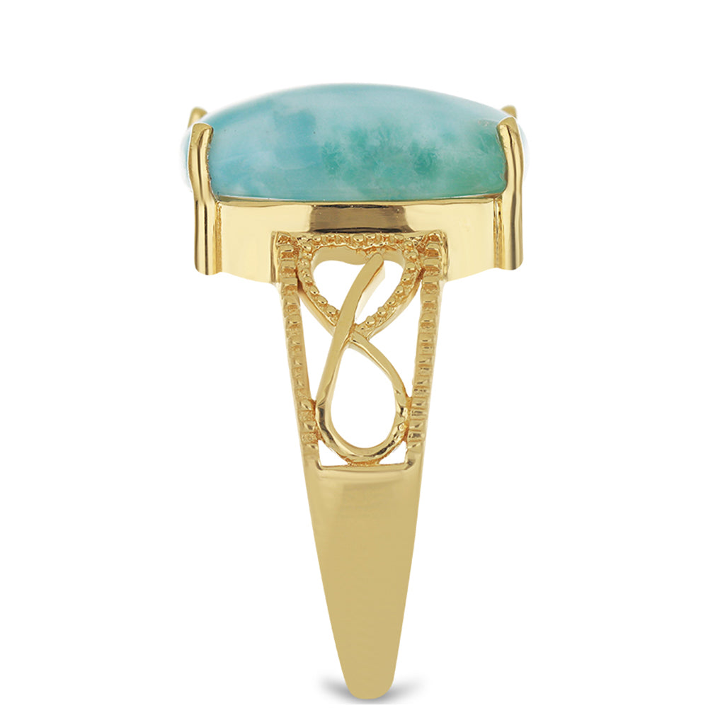 Anillo de Plata Bañada en Oro con Larimar 4 