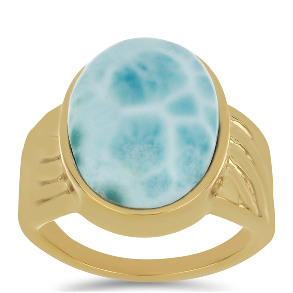 Anillo de Plata Bañada en Oro con Larimar 3 